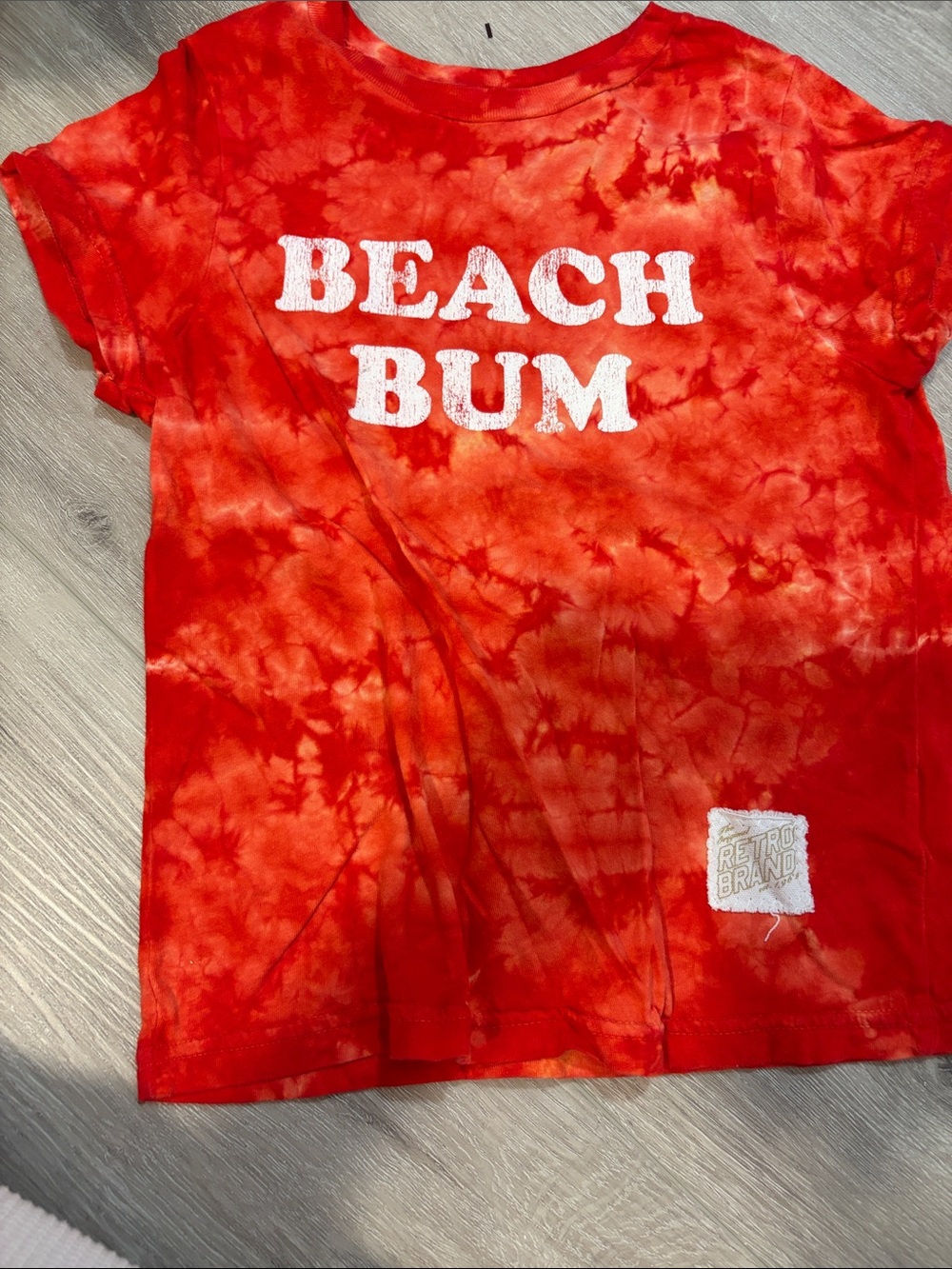 Original Retro Brand Kids "Beach Bum" Red Tie-Dye Short Sleeve Tee